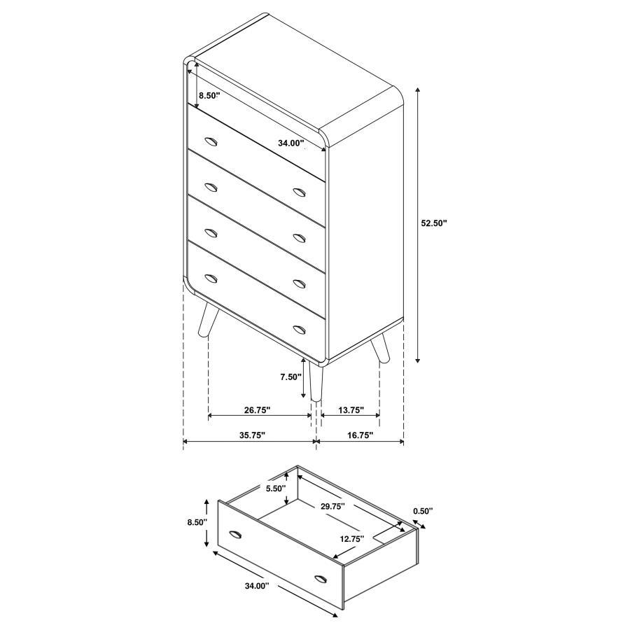 Robyn - 5-Drawer Bedroom Chest by CoasterEssence | Bel Furniture