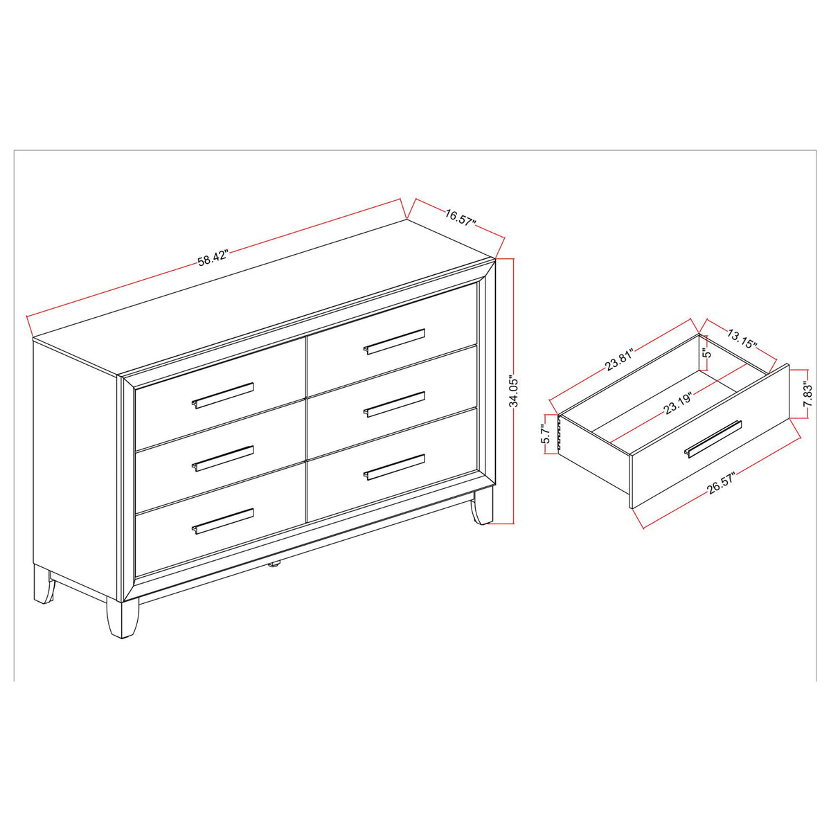 Harry - 5 Piece Bedroom Set With LED