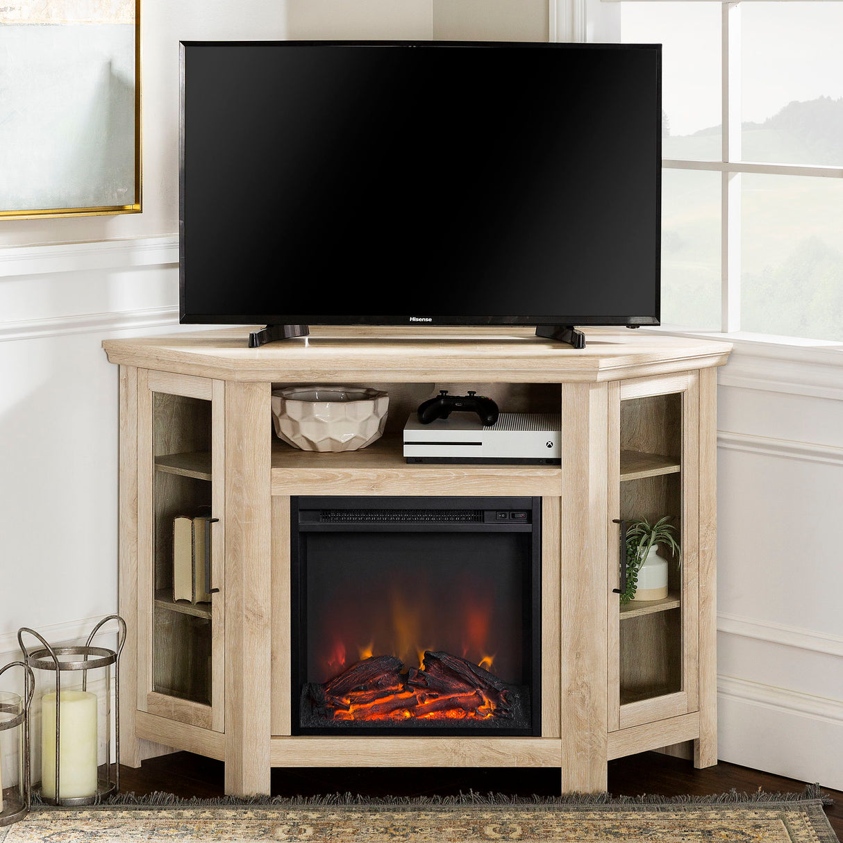 Classic Glass Door Fireplace TV Stand For Tvs Up To 55" by Walker Edison | Bel Furniture