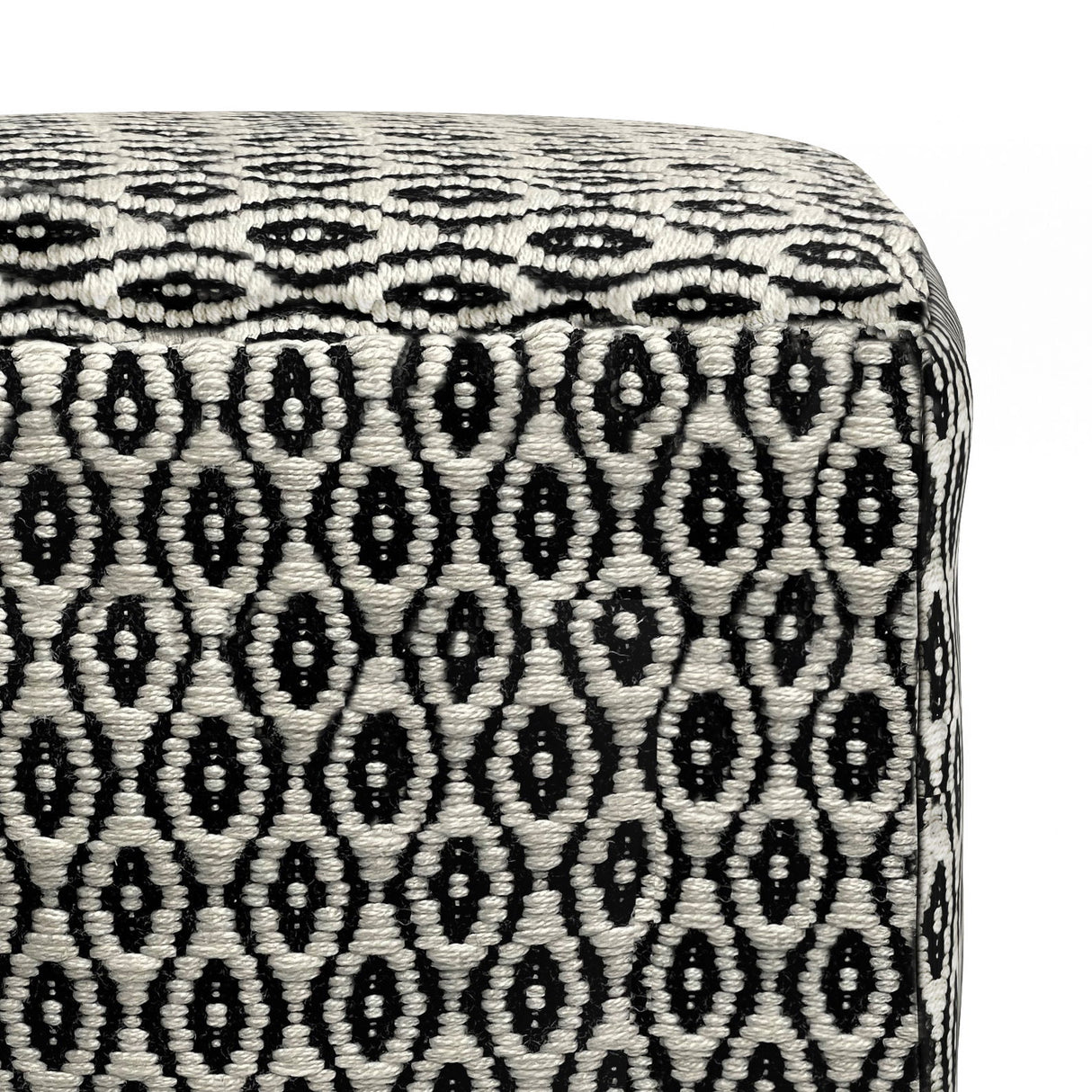 Kiana - Square Woven Outdoor / Indoor Pouf - Black / White by Simpli-Home | Bel Furniture