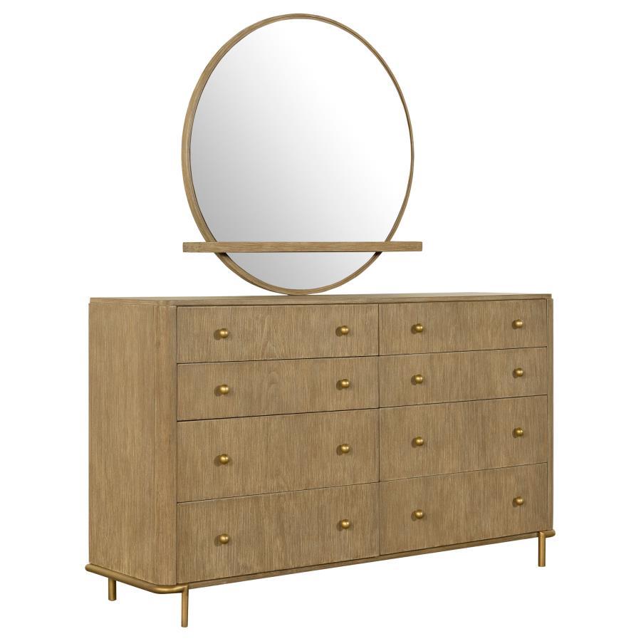 Arini - 8-Drawer Bedroom Dresser With Mirror Light Brown by CoasterElevations | Bel Furniture