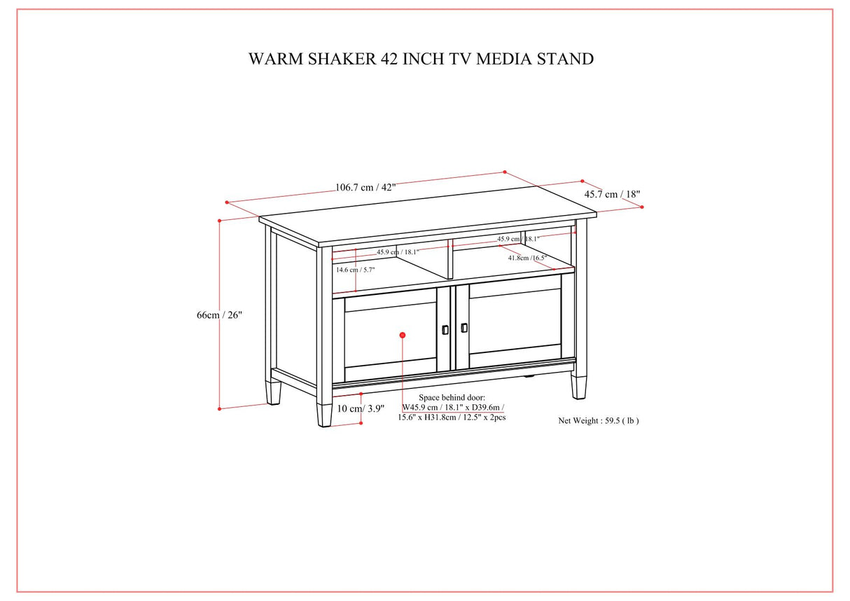 Warm Shaker - TV Media Stand Handcrafted - Brown by Simpli-Home | Bel Furniture