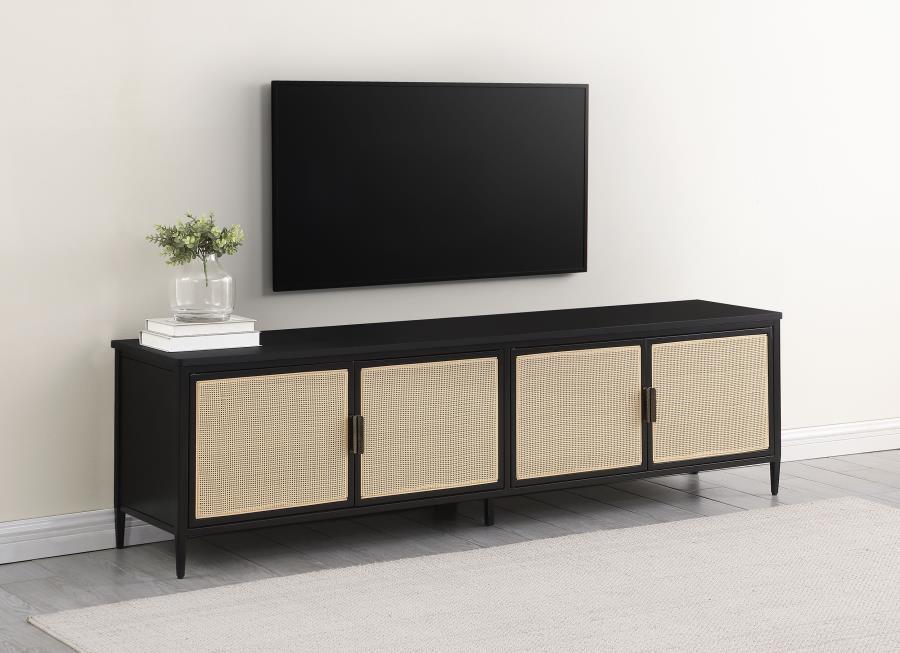 Amherst - 4-Door 78" Metal TV Stand Media Console - Black by Coaster Fine Furniture | Bel Furniture
