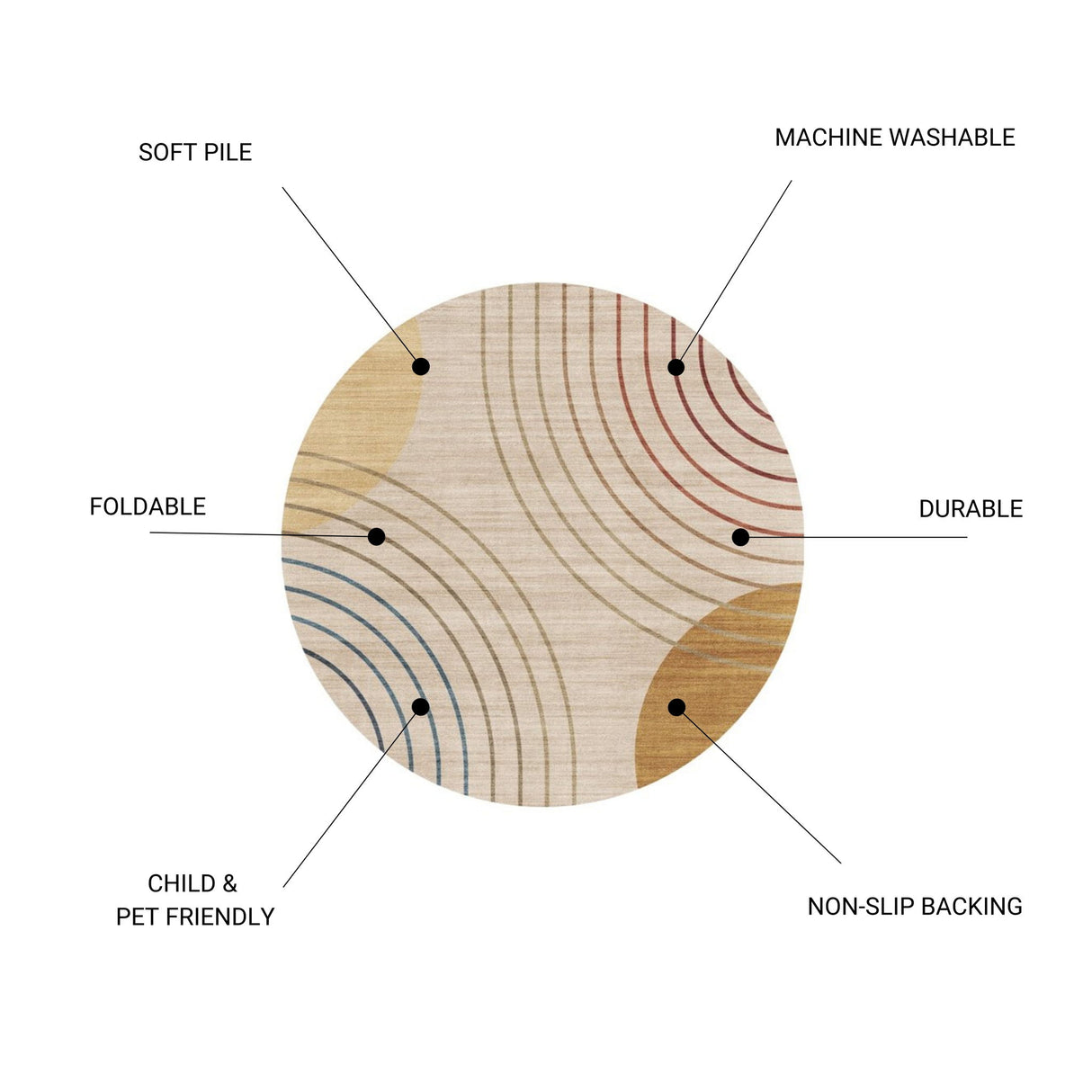 Rabbit - Washable Non - Slip Round Rug - Ivory / Light Brown by Icona Home Decor | Bel Furniture