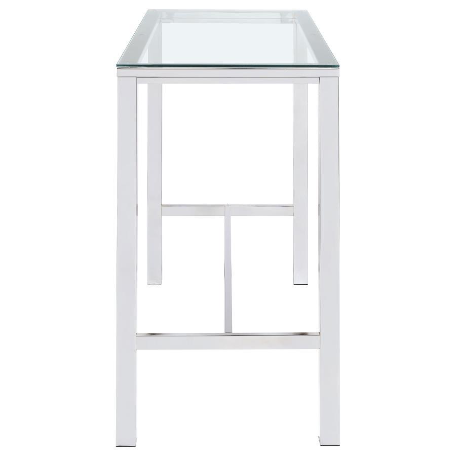 Tolbert - Rectangular Glass Top Pub Bar Table - Chrome by CoasterEssence | Bel Furniture