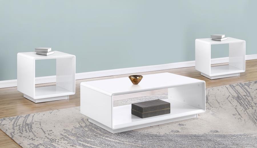 Paseo - Coffee Table Set White 3 Pc. Coffee Table, 2 End Tables by Coaster Fine Furniture | Bel Furniture