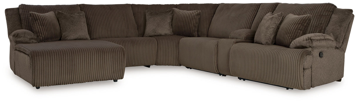Top Tier - Reclining Sectional Dark Brown 6 Pc. Left Arm Facing Chaise Reclining Sectional by Signature Design by Ashley® | Bel Furniture