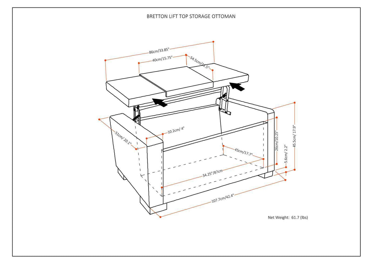 Bretton - Lift Top Storage Ottoman - Deep Umber Brown by Simpli-Home | Bel Furniture