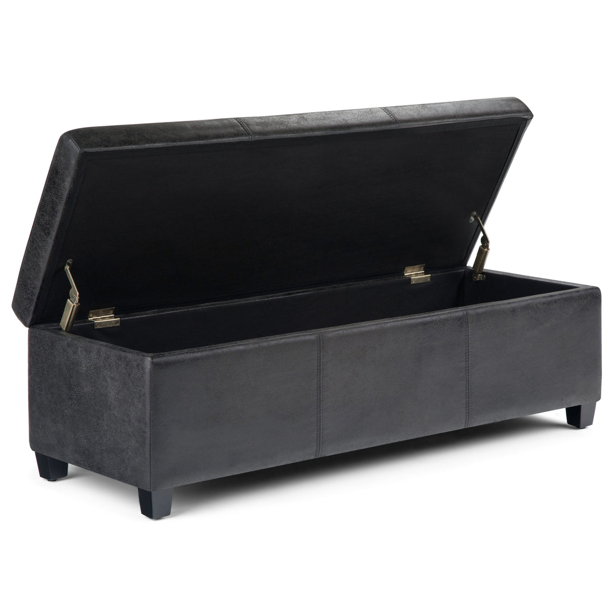 Avalon - Storage Ottoman Bench - Distressed Black by Simpli-Home | Bel Furniture