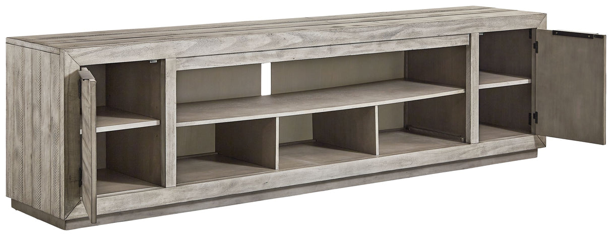 Naydell - Gray - XL TV Stand w/Fireplace Option by Signature Design by Ashley® | Bel Furniture