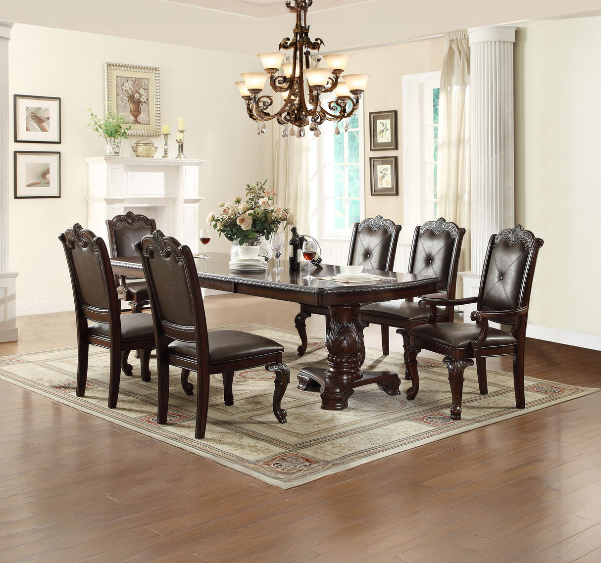 Kiera - Dining Room Set - Cherry Dark Brown by Crown Mark | Bel Furniture