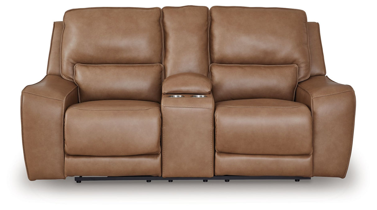 DeepWakes - Caramel - Power Reclining Loveseat / Console / Adjustable Headrest by Signature Design by Ashley® | Bel Furniture