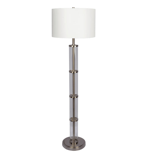 Nimbus - Floor Lamp With 3Way Rotary Switch Clear Body Base - Silver Gray / White by Ashcroft Furniture | Bel Furniture