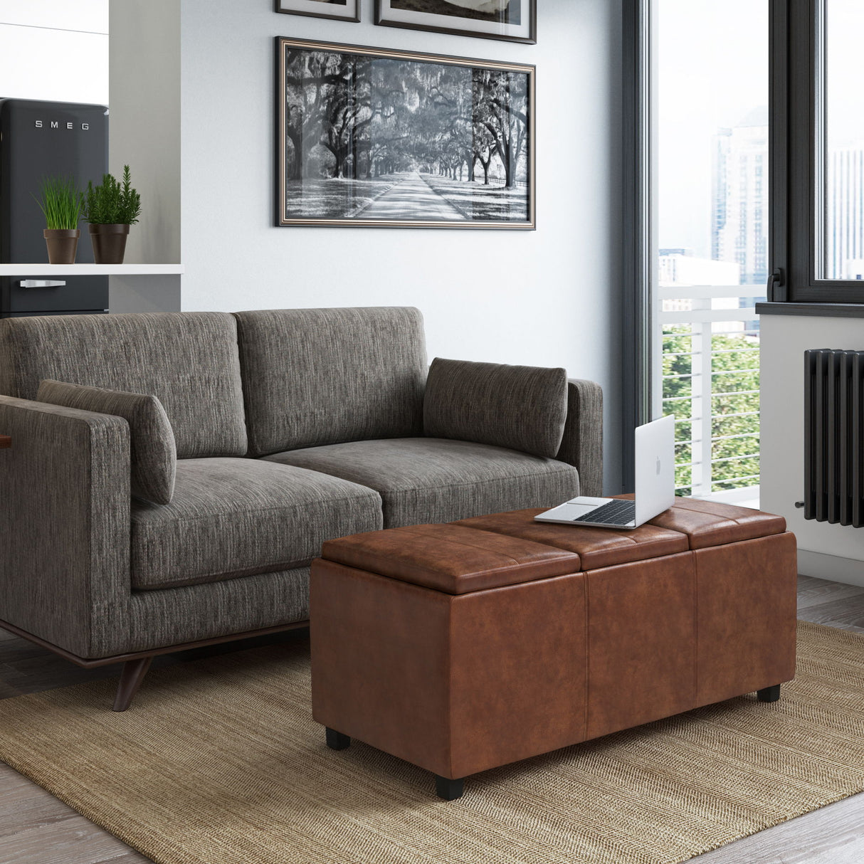 Avalon - Upholstered Storage Ottoman by Simpli-Home | Bel Furniture