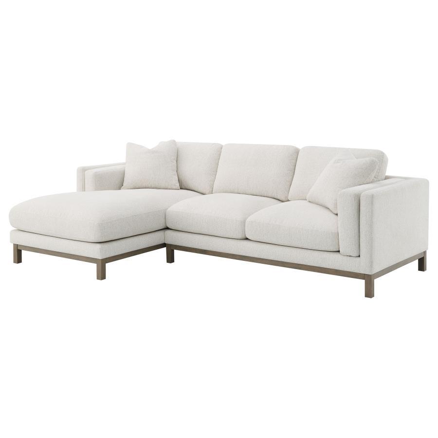 Geneva - Boucle Upholstered Sectional Chaise Sofa - Sand by Coaster Fine Furniture | Bel Furniture