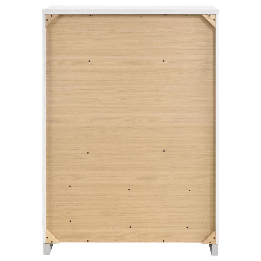 Felicity - 5-Drawer Bedroom Chest - White High Gloss by CoasterEssence | Bel Furniture