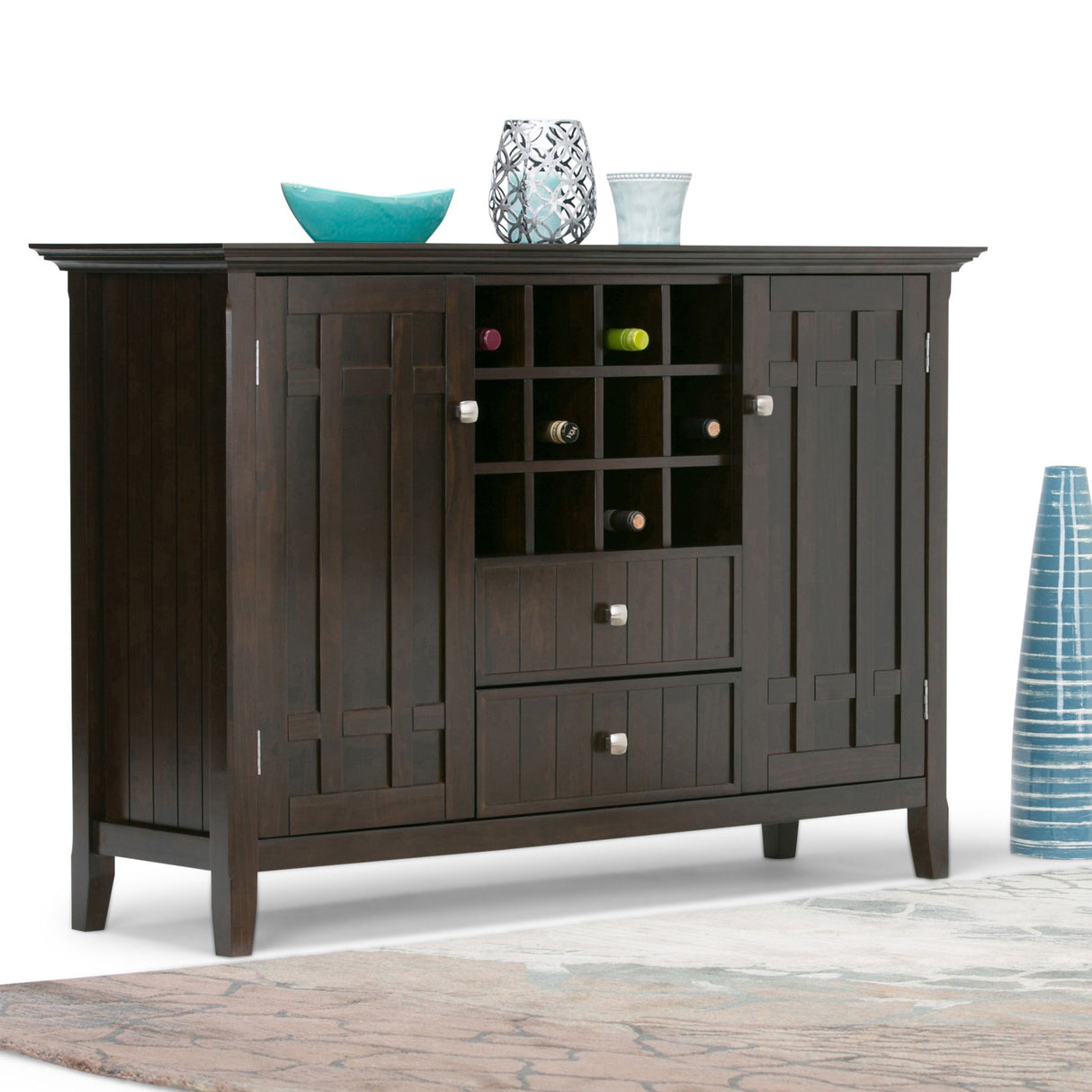Bedford - Sideboard Buffet And Wine Rack by Simpli-Home | Bel Furniture