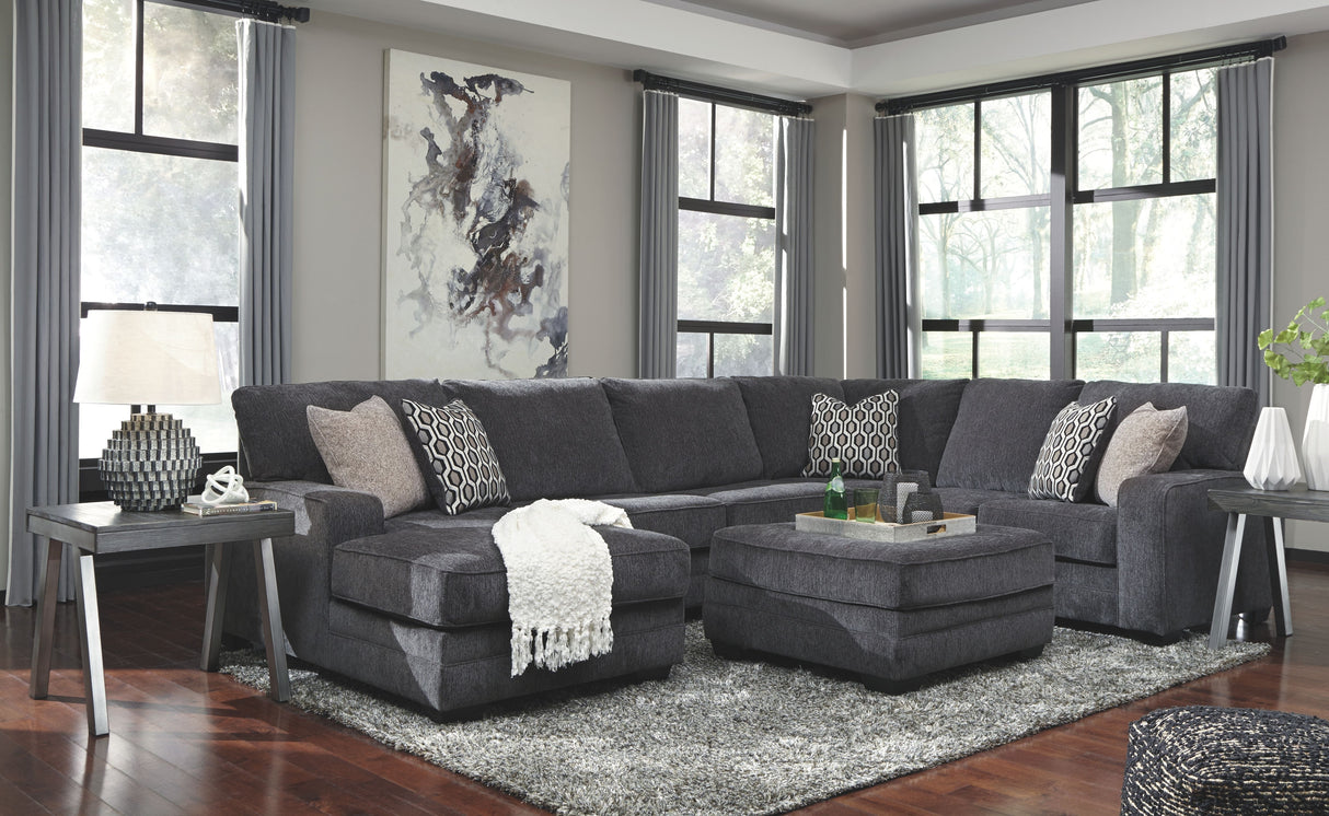 Tracling - Sectional Set Dark Gray 4 Pc. - Left Arm Facing Corner Chaise, Armless Loveseat, Right Arm Facing Sofa Sectional, Accent Ottoman by Benchcraft® | Bel Furniture