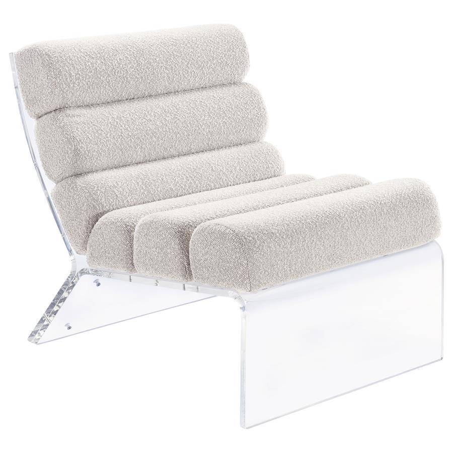 Serreta - Boucle Upholstered Armless Acrylic Chair White by Coaster Fine Furniture | Bel Furniture