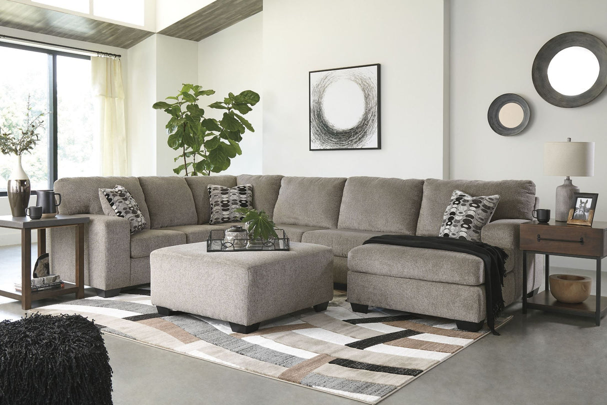 Ballinasloe - Sectional Set Pearl Silver 4 Pc. - Left Arm Facing Sofa, Armless Loveseat, Right Arm Facing Corner Chaise Sectional, Accent Ottoman by Signature Design by Ashley® | Bel Furniture