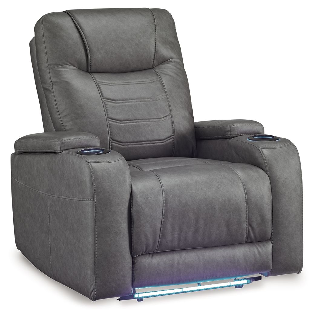 Schooner Rocks - Power Recliner / Adj Headrest Dark Gray by Signature Design by Ashley® | Bel Furniture