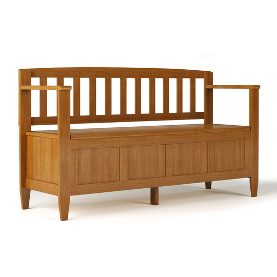 Brooklyn - Handcrafted Entryway Storage Bench Light Blue by Simpli-Home | Bel Furniture