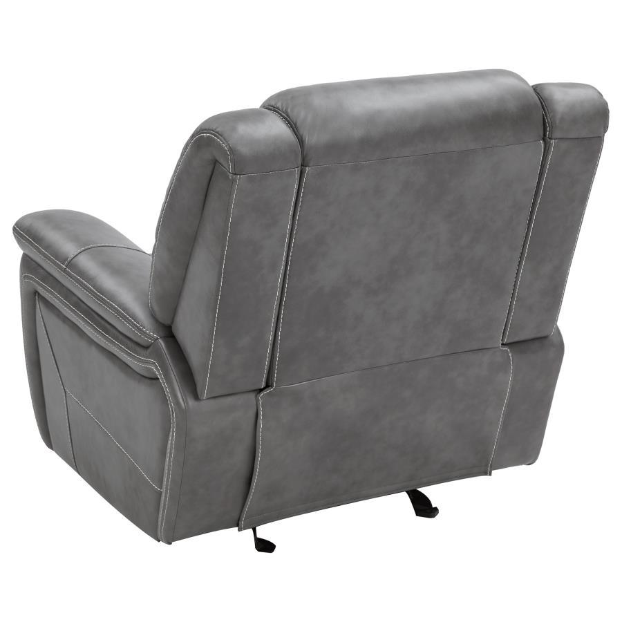 Conrad - Upholstered Padded Arm Glider Recliner - Gray by CoasterEveryday | Bel Furniture