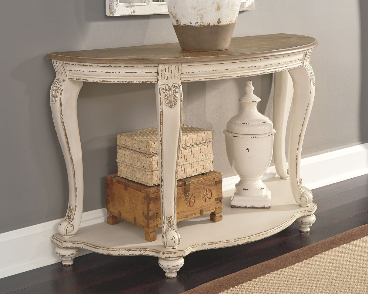 Realyn - White / Brown - Sofa Table by Signature Design by Ashley® | Bel Furniture