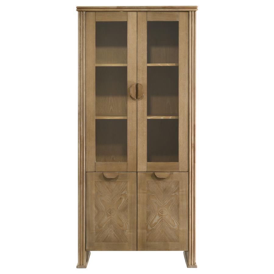 Adina - Tall Display Cabinet - Distressed Light Brown by Coaster Fine Furniture | Bel Furniture