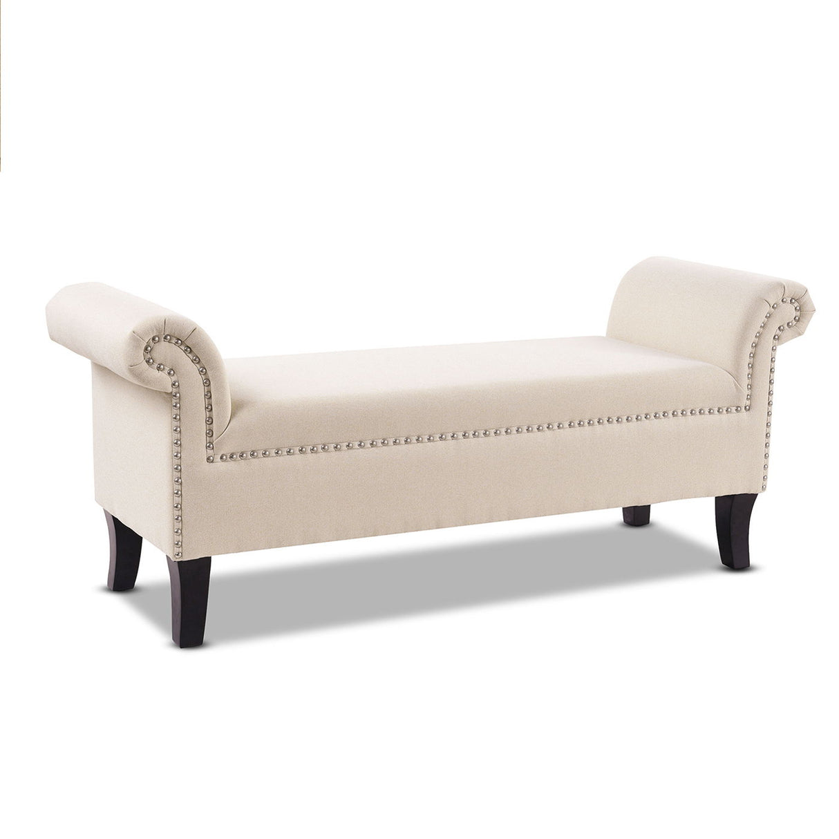 Kathy - Roll Arm Entryway Accent Bench - Sky Neutral Beige by Jennifer Taylor Home | Bel Furniture