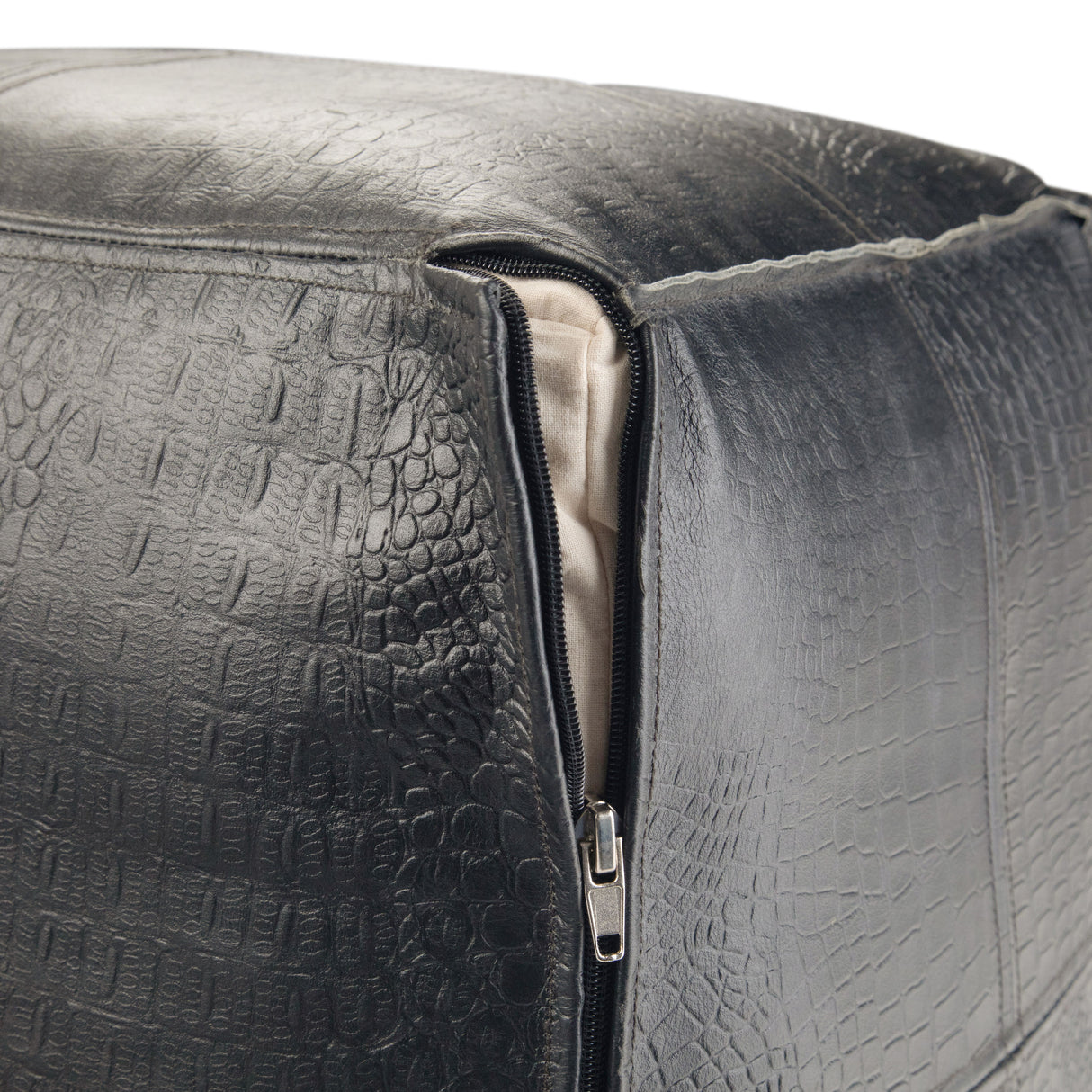 Bowen - Square Pouf - Black by Simpli-Home | Bel Furniture