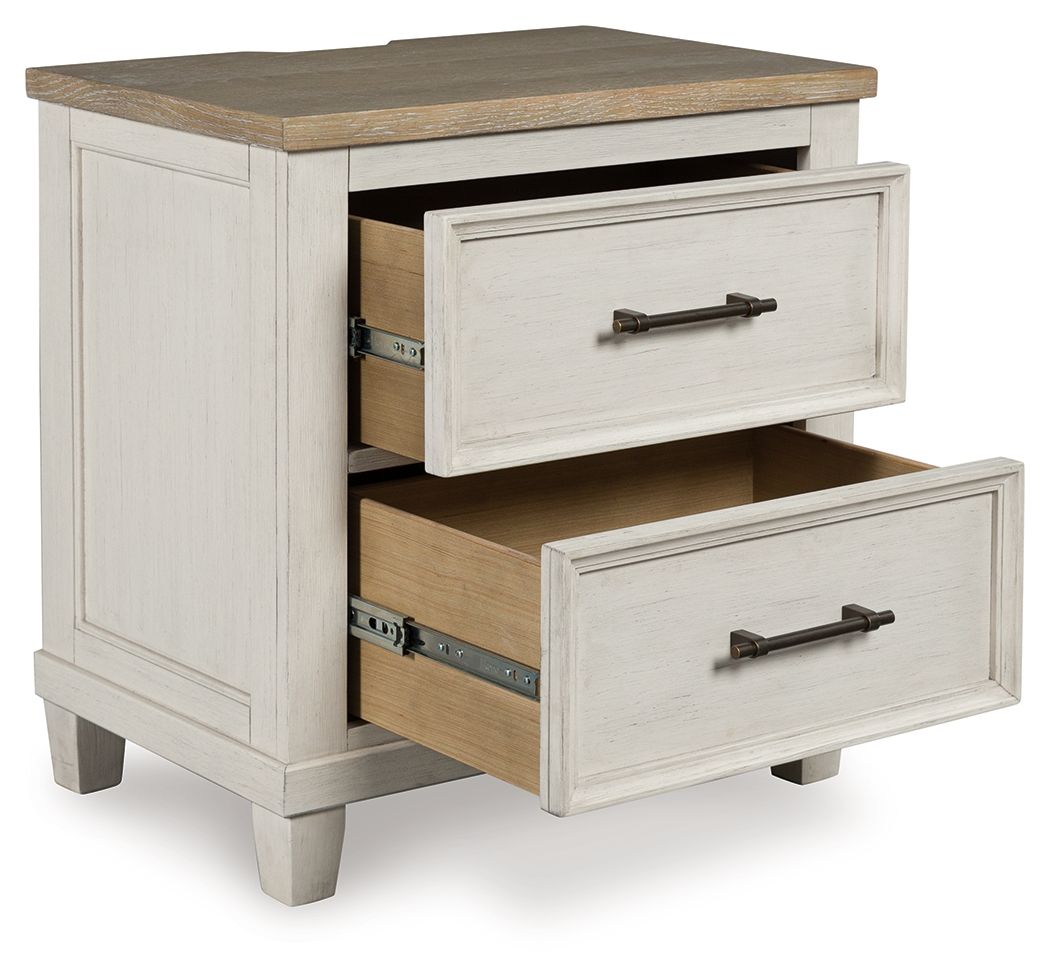 Shaybrock - Antique White / Brown - Two Drawer Night Stand by Benchcraft® | Bel Furniture