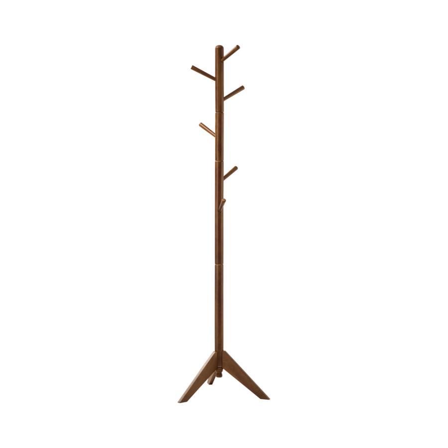 Devlin - 6 Hook Freestanding Wood Coat Rack Hat Hanger Dark Brown by CoasterEveryday | Bel Furniture