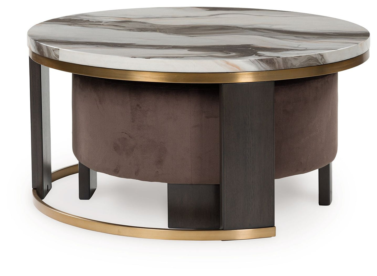 Jazmore - Brown / Brass Finish - Nesting Cocktail Tables (Set of 2) by Signature Design by Ashley® | Bel Furniture
