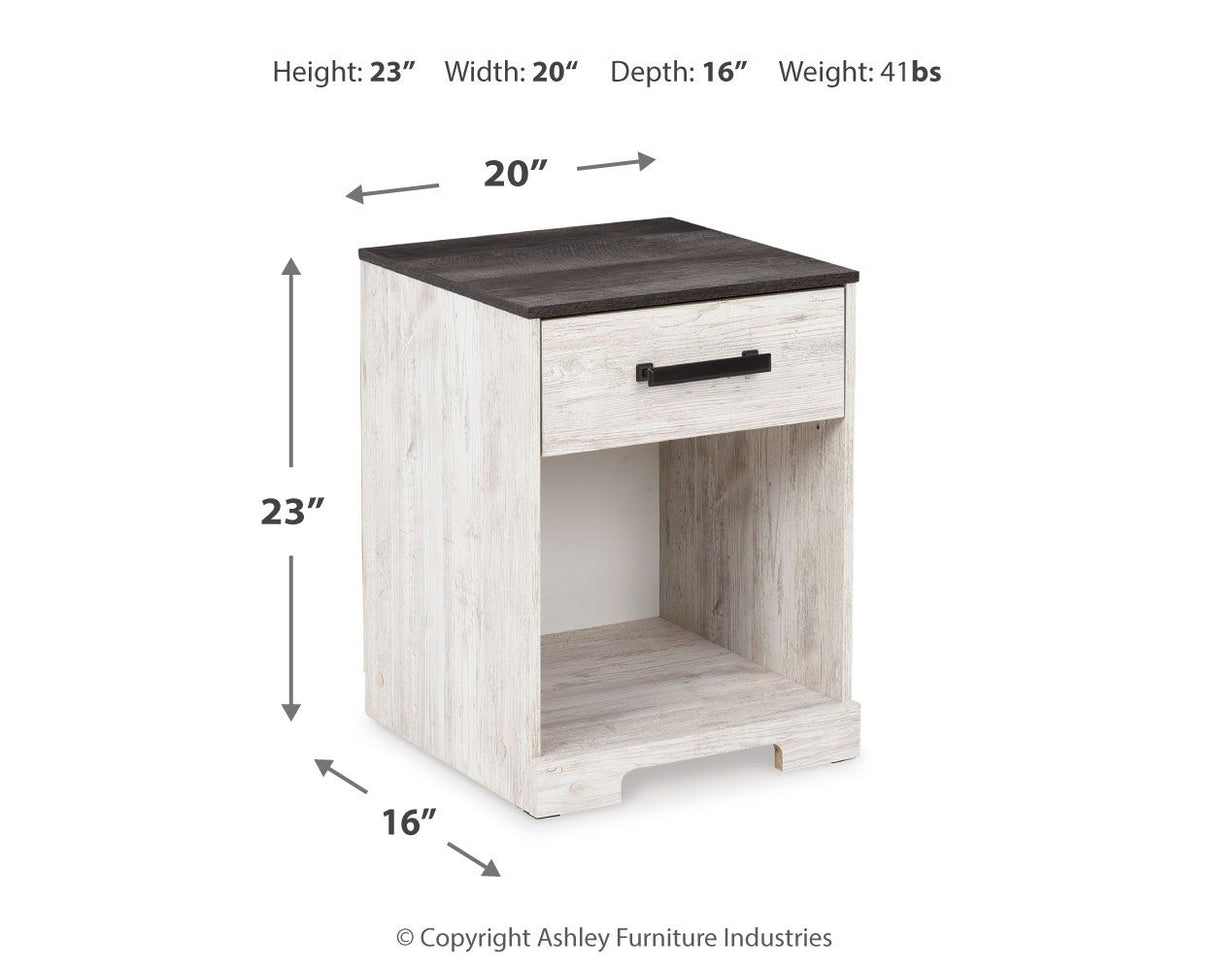 Shawburn - White / Black / Gray - One Drawer Night Stand - Open Cubby by Signature Design by Ashley® | Bel Furniture