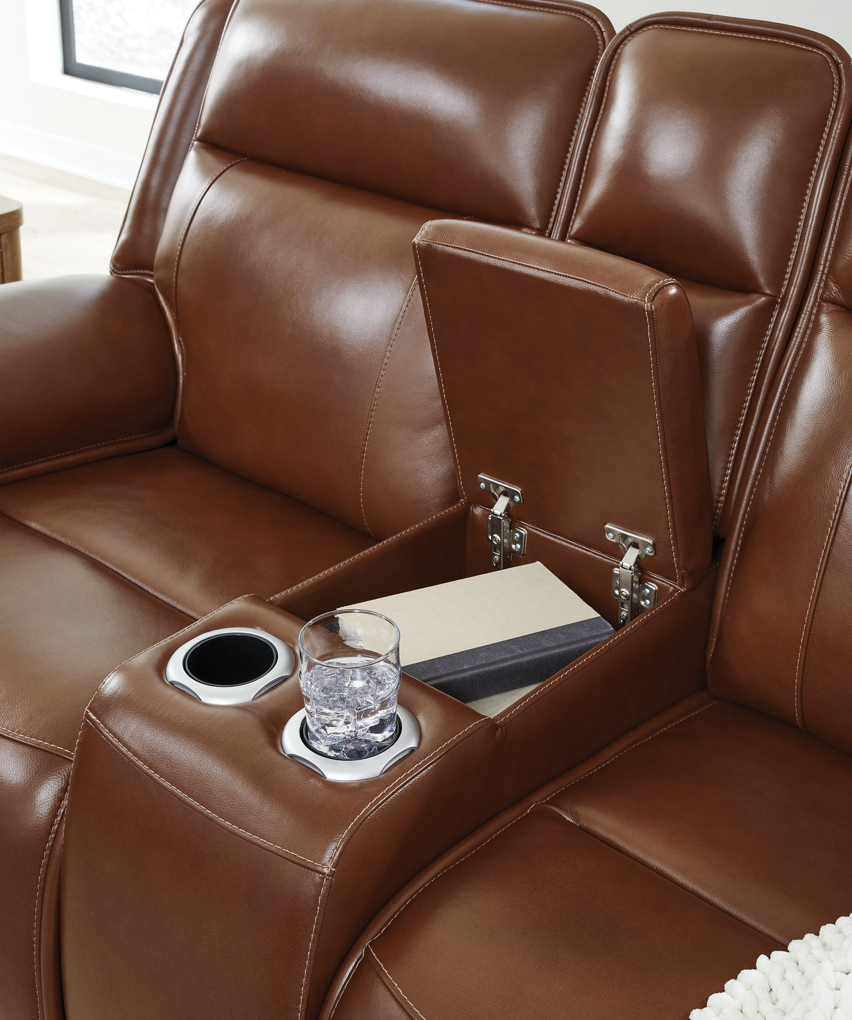 Healy Pier - Chocolate - Power Reclining Loveseat With Console / Adj Headrest by Signature Design by Ashley® | Bel Furniture