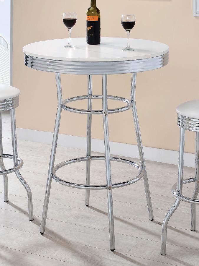 Retro - Round 30" 1950's Bistro Pub Height Bar Table by CoasterEveryday | Bel Furniture
