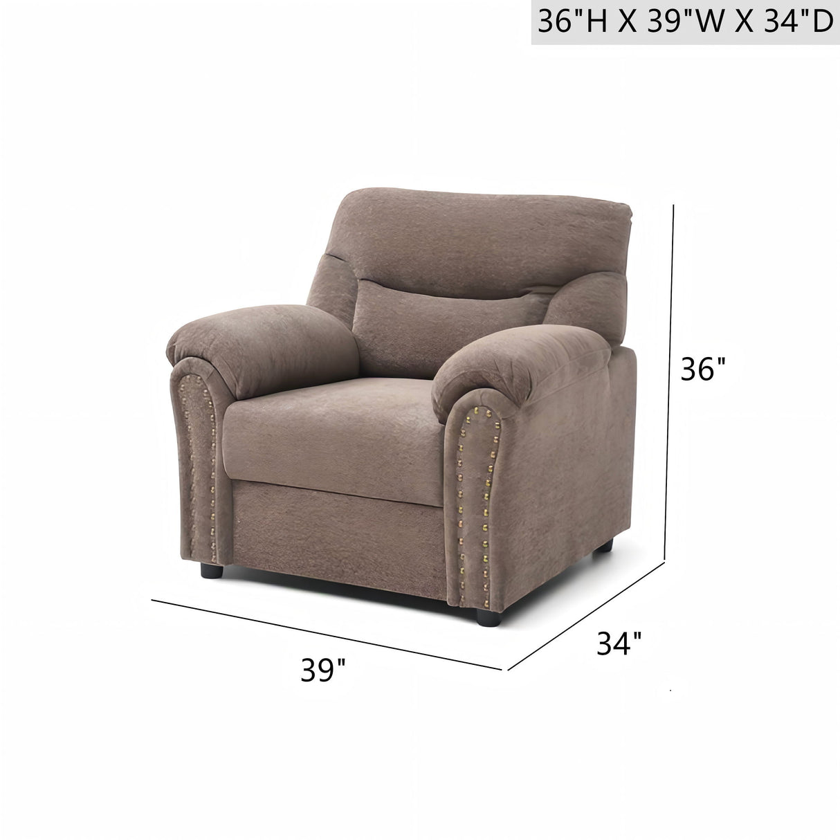 Hamilton - Chair With Hand Applied Nailhead Trim And Pillow Top Arm Cushions