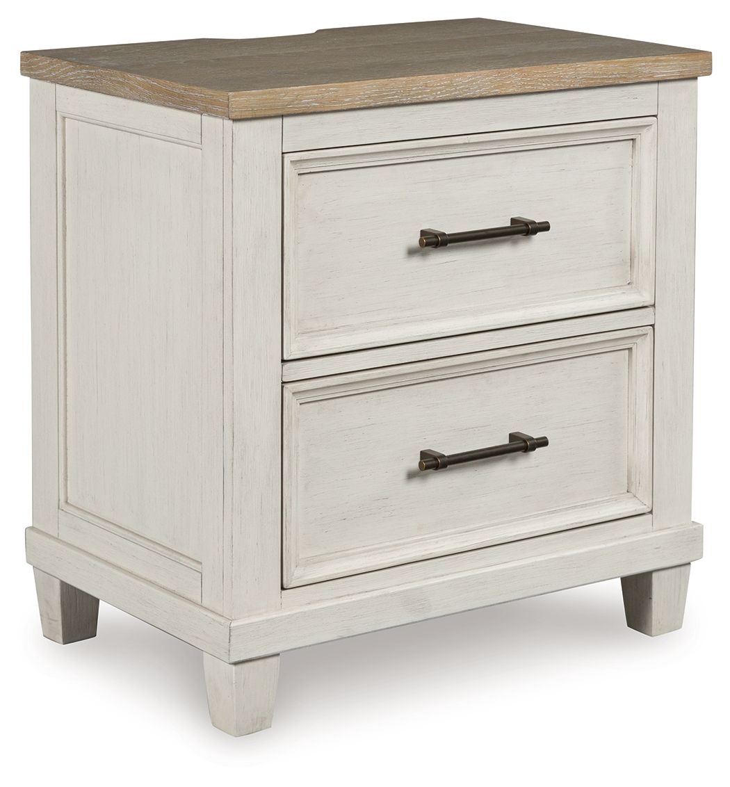 Shaybrock - Antique White / Brown - Two Drawer Night Stand by Benchcraft® | Bel Furniture