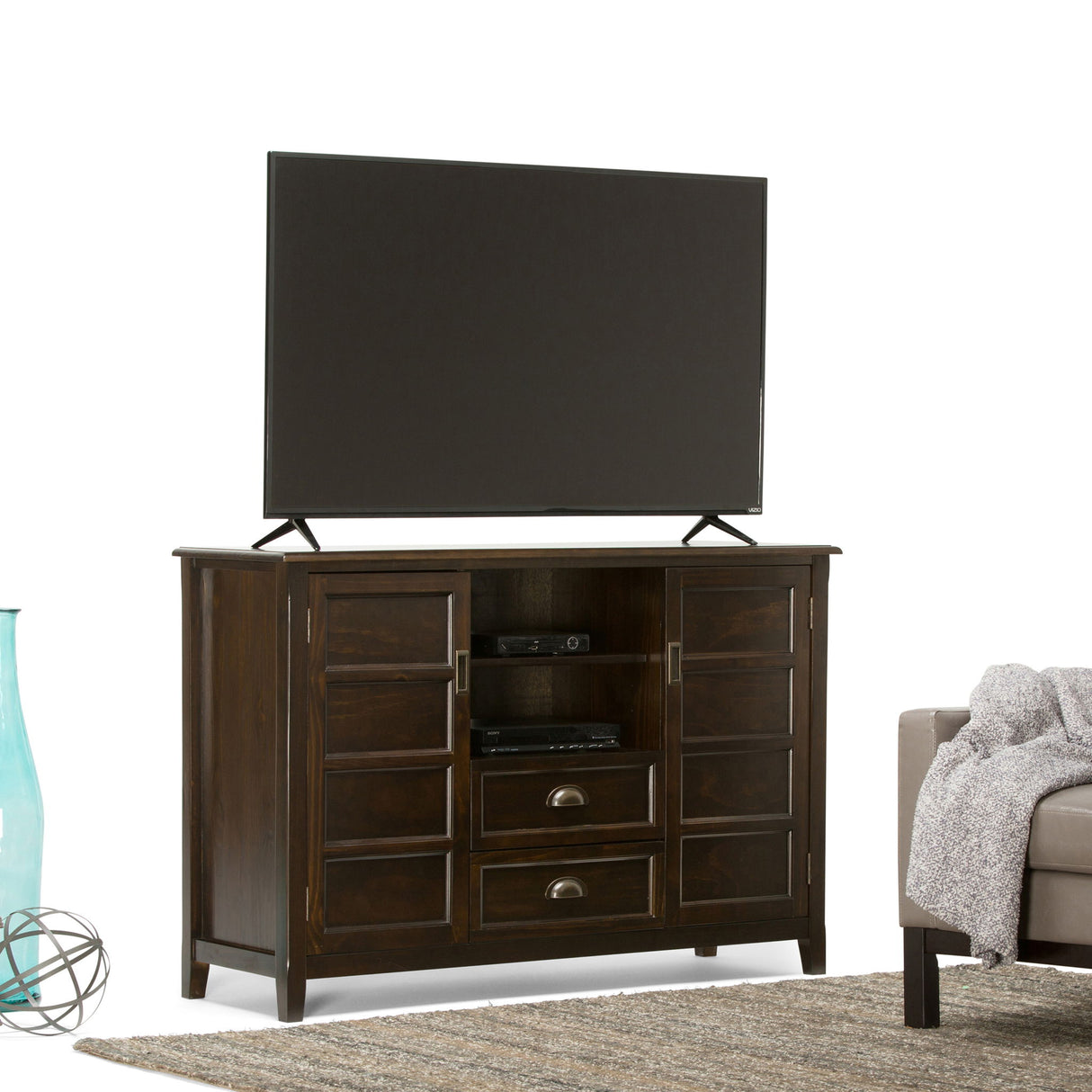 Burlington - Handcrafted Tall TV Media Stand by Simpli-Home | Bel Furniture