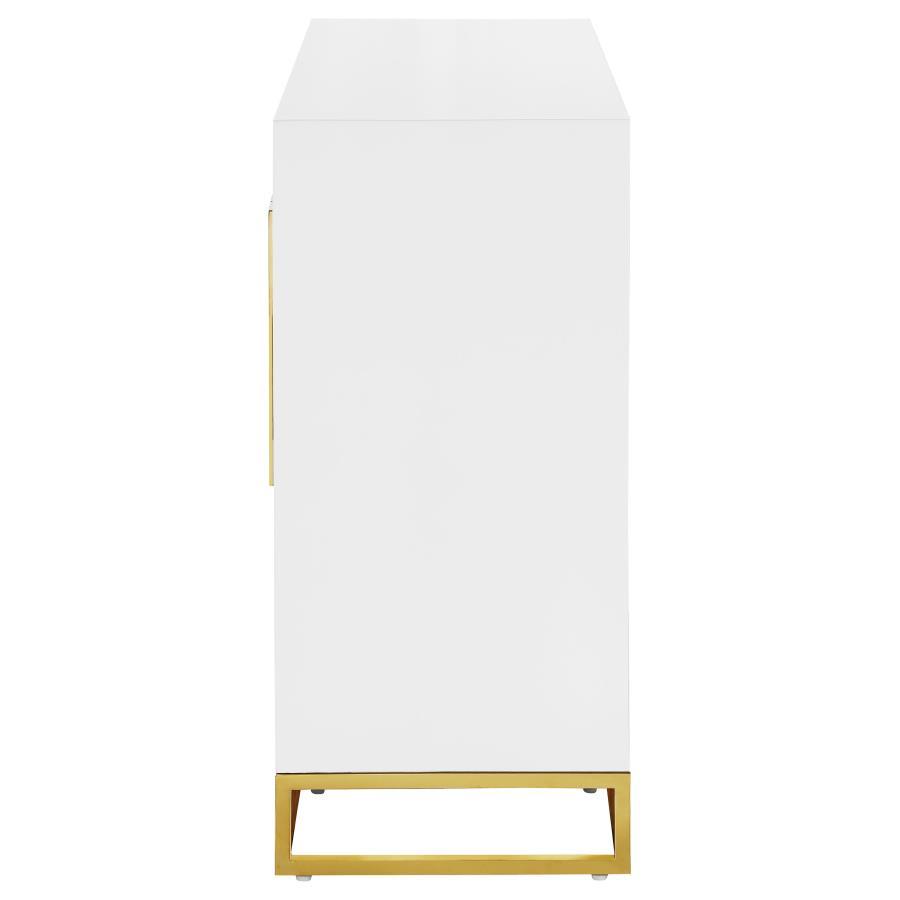 Elsa - 2 Door Wood Storage Accent Cabinet - White And Gold by CoasterEssence | Bel Furniture