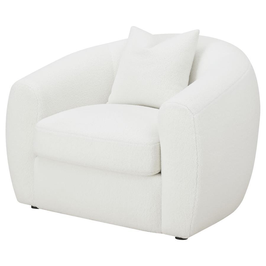 Isabella - Faux Sheepskin Upholstered Accent Chair Natural - Ivory by CoasterElevations | Bel Furniture