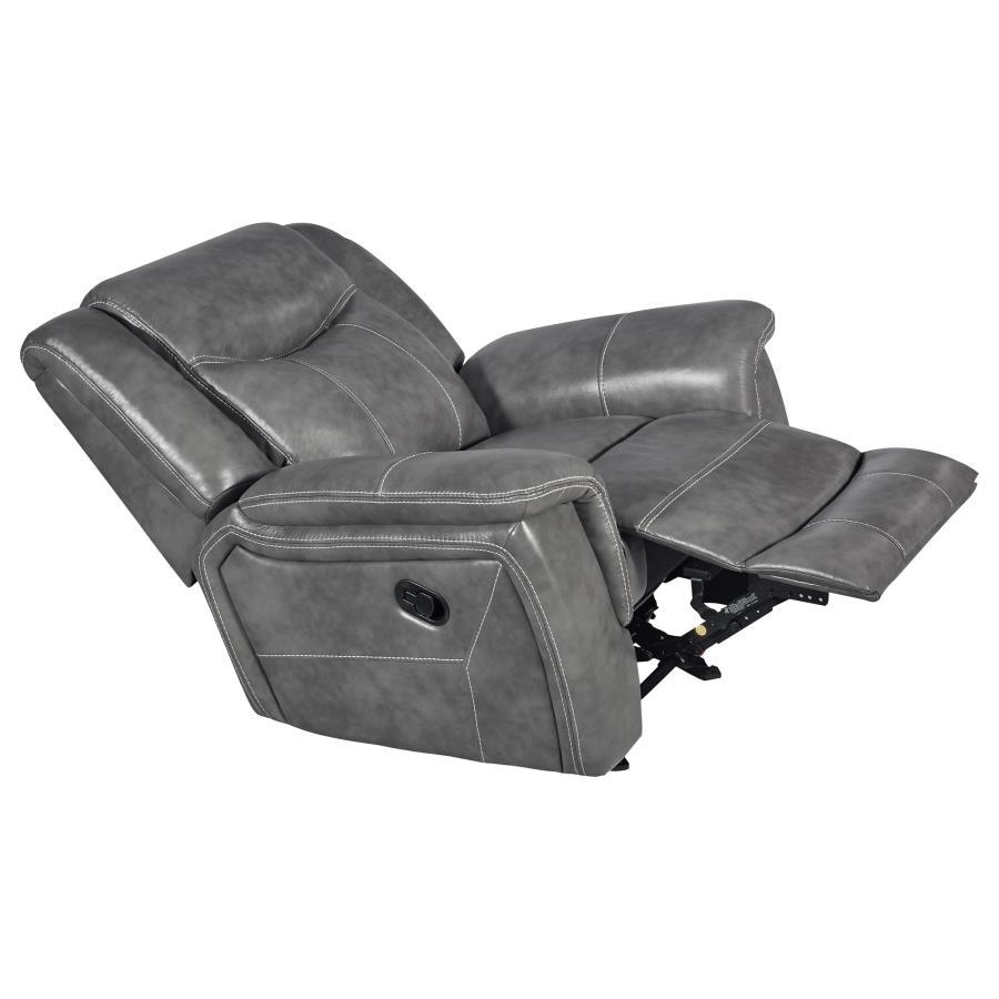 Conrad - Upholstered Padded Arm Glider Recliner - Gray by CoasterEveryday | Bel Furniture