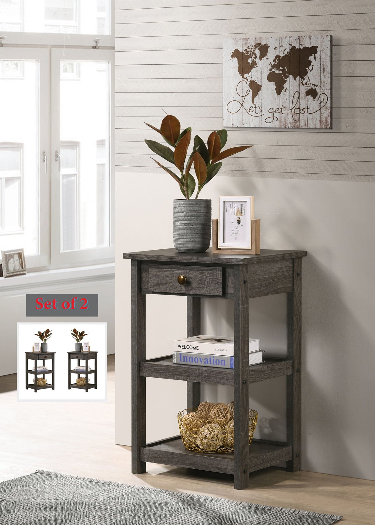 Arine - Console Table With Drawer And Shelves - Gray by Lilola Home | Bel Furniture