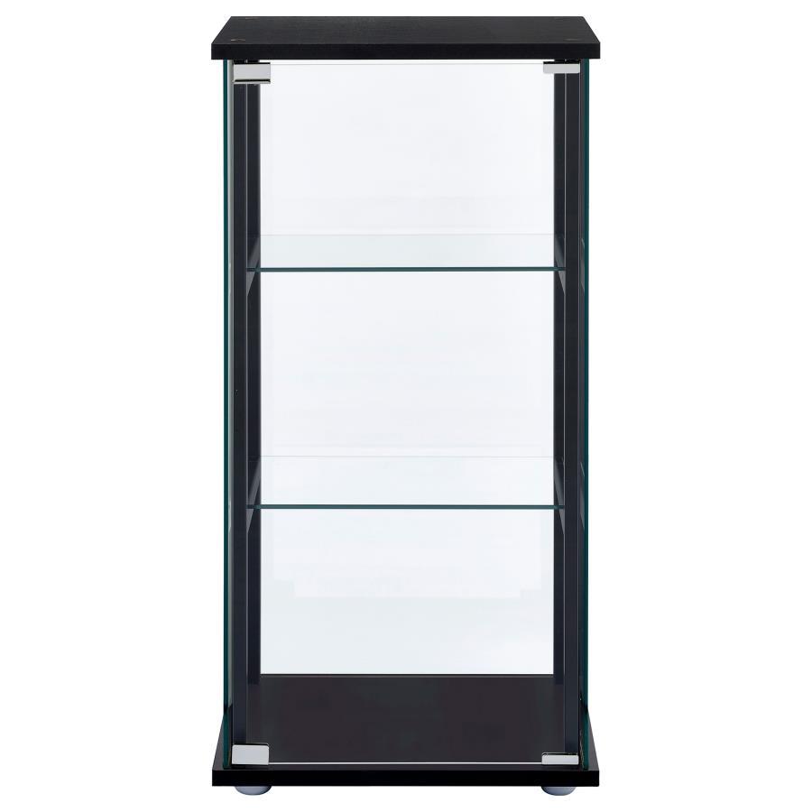 Cyclamen - 3-Shelf Clear Glass Curio Display Cabinet - Black by CoasterEveryday | Bel Furniture
