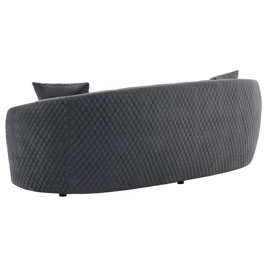 Brookside - Velvet Upholstered Curved Sofa - Dark Gray by CoasterEveryday | Bel Furniture