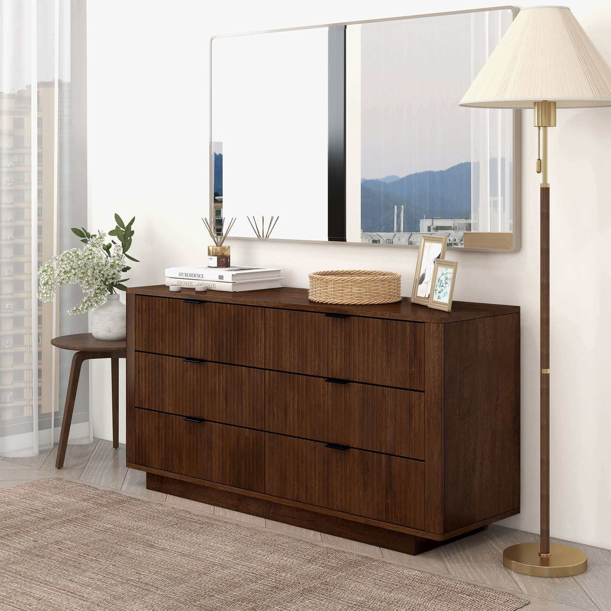 Lola - Mid-Century Modern Dresser With 6 Drawers - Dark Brown by Ashcroft Furniture | Bel Furniture