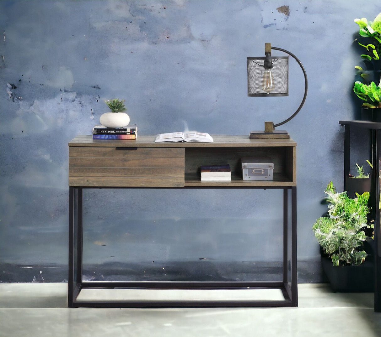 Galeno - Legs Writing Desk - Rustic Oak / Black by Urban Nest | Bel Furniture