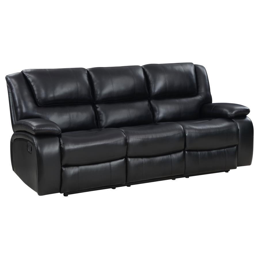 Camila - Upholstered Motion Reclining Sofa Black by Coaster Fine Furniture | Bel Furniture