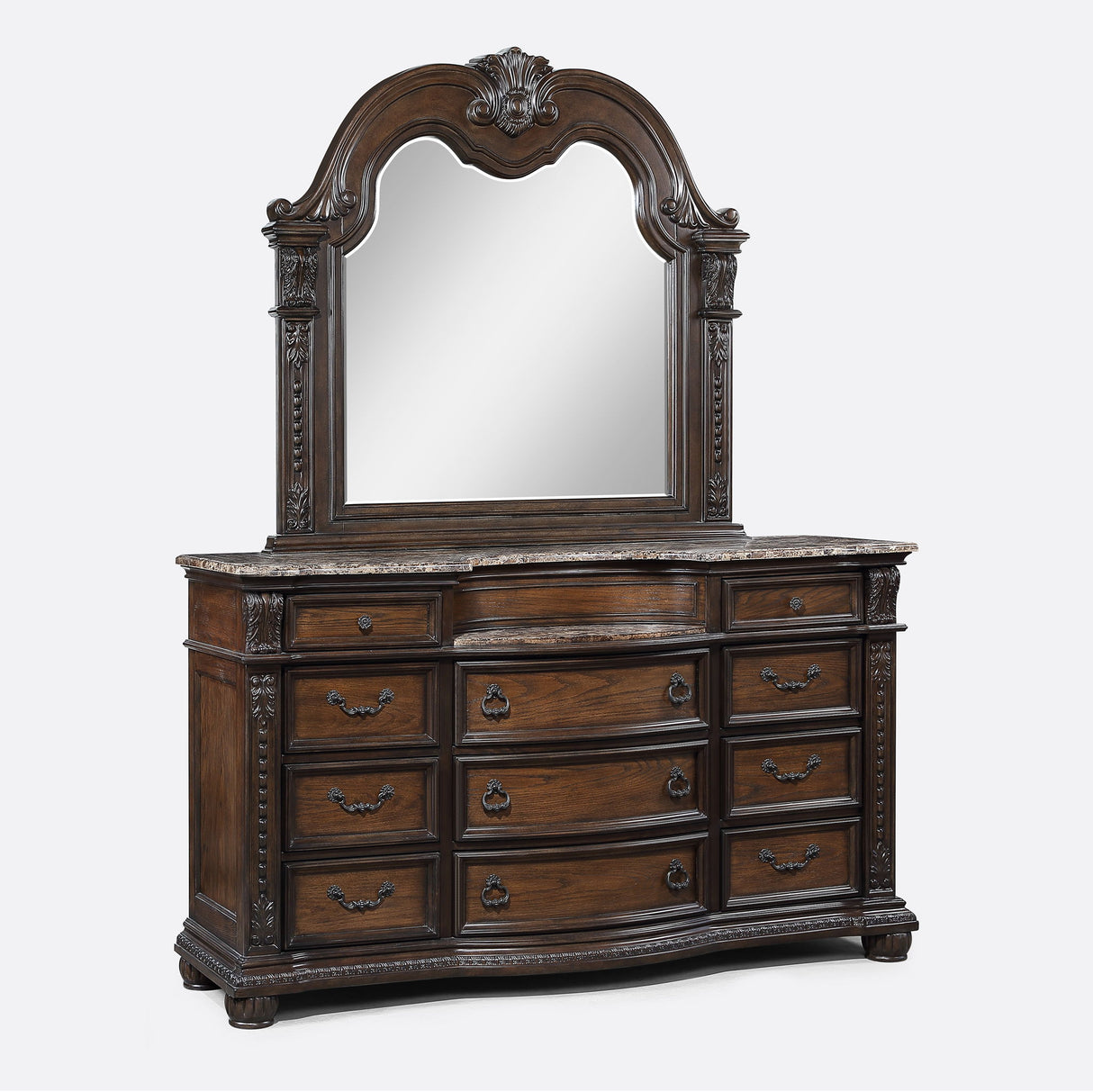 Stanley - Bedroom Dresser Dark Brown Dresser & Mirror by Crown Mark | Bel Furniture